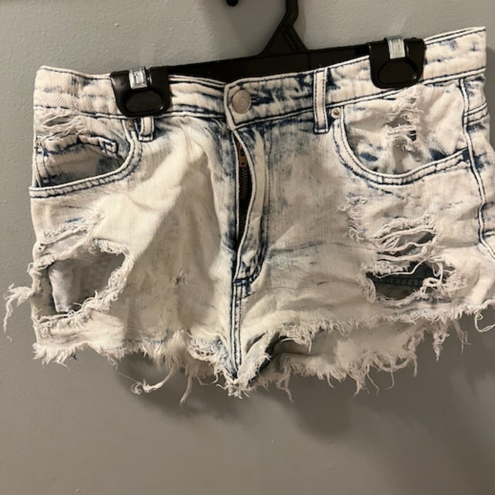 White washed distressed jean shorts